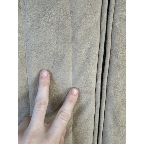 Weather Wear Quilted Faux Suede Puffer Vest Sz M Fleece Lined Tan Black Pockets - Picture 2 of 9